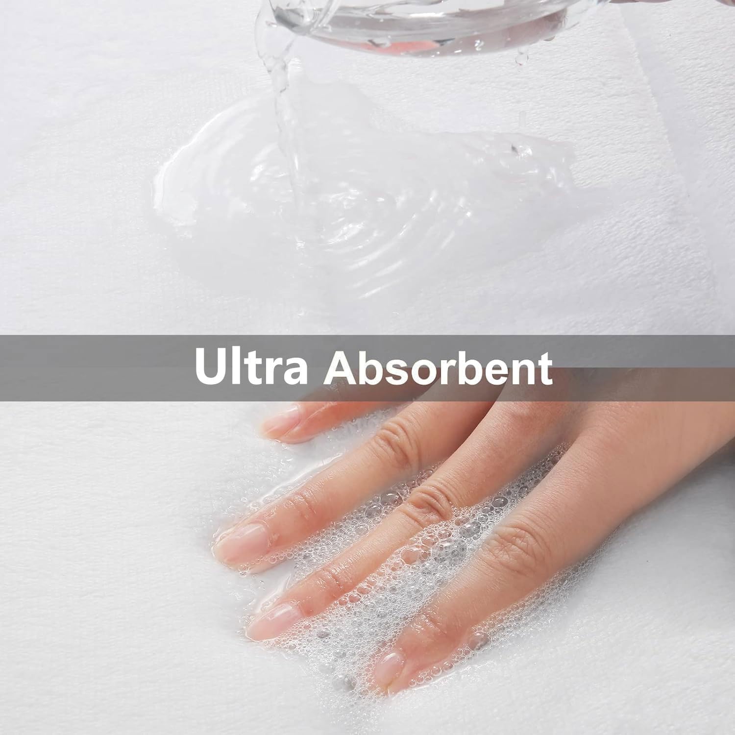 Buganda Memory Foam Bath Mat, 30" x 20", Ultra Soft and Non-Slip Bathroom Rugs, Water Absorbent and Machine Washable Bath Rug for Bathroom, Shower, and Tub, White