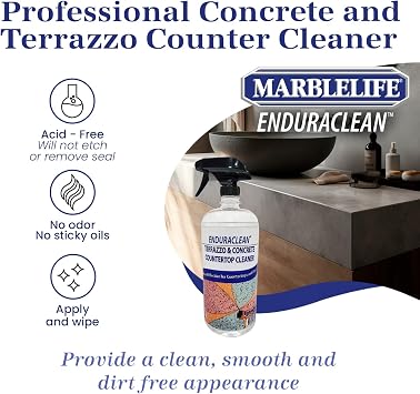 Marblelife EnduraCLEAN Concrete & Terrazzo Countertop Spray Cleaner, Effective Terrazzo Cleaner, Concrete & Terrazzo Cleaning Solution, Concrete Countertop Cleaner, Natural Stone Floor Cleaner, 32 oz