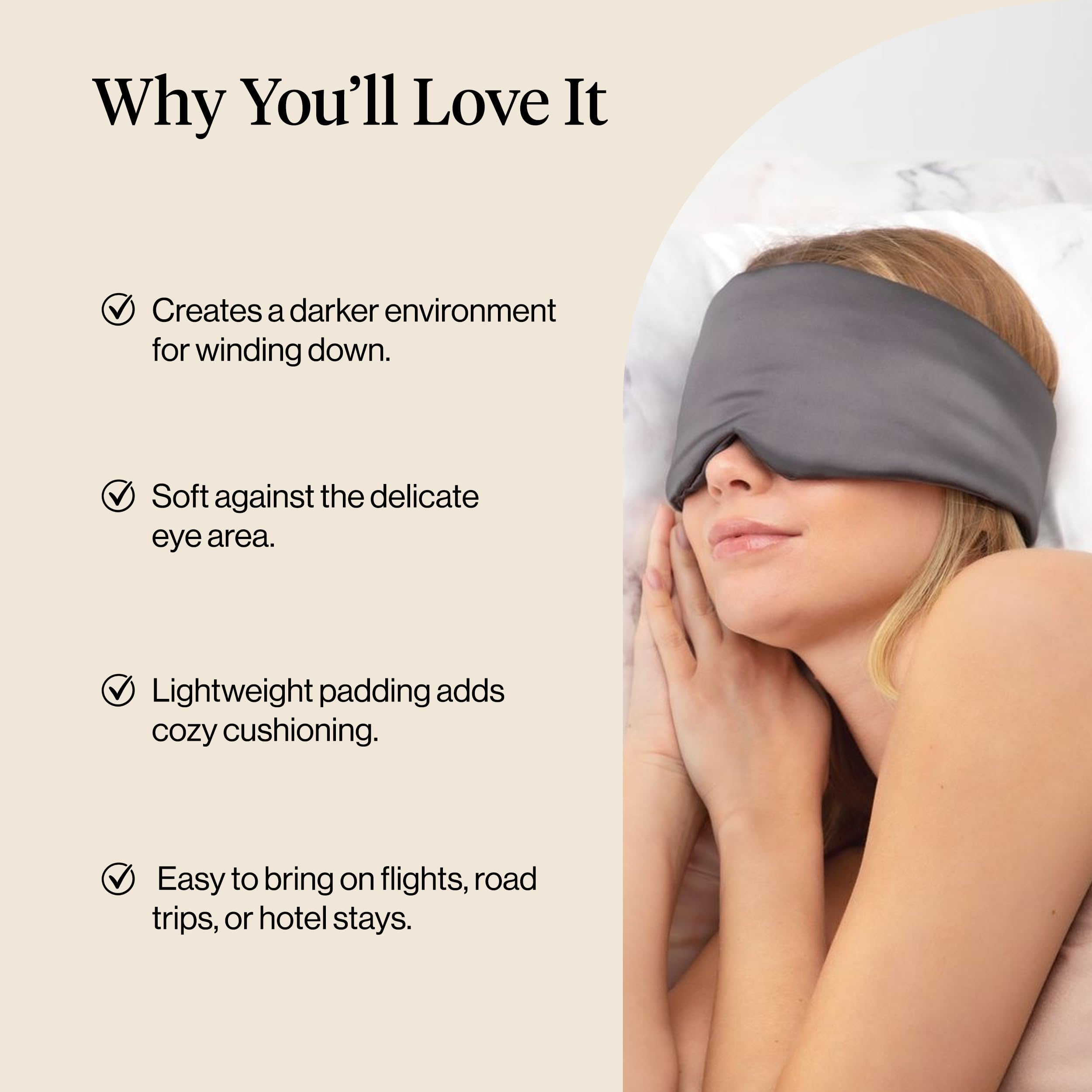 Kitsch Satin Sleep Mask | Eye Masks for Sleep - Charcoal Black — Amazon image 5