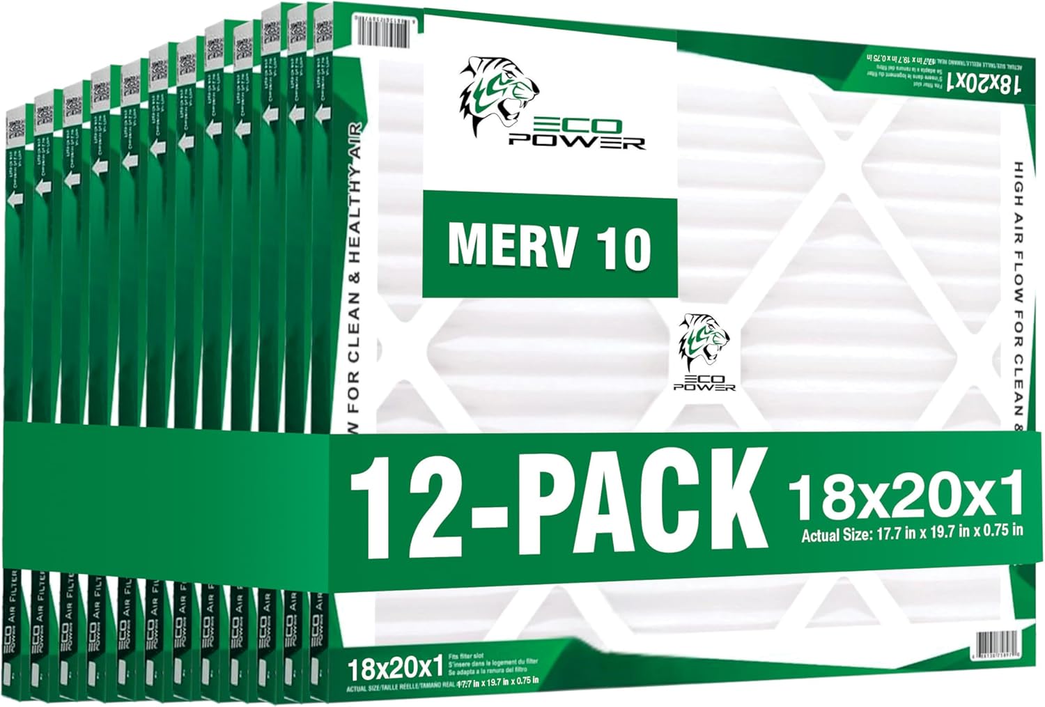 18x20x1 Air Filter MERV 10 (12-Pack) - Pleated Air Conditioner HVAC AC Furnace Air Filters Replacement, Comparable to MPR 1000 & FPR 7, SB13105 (18x20x1 12-pack)