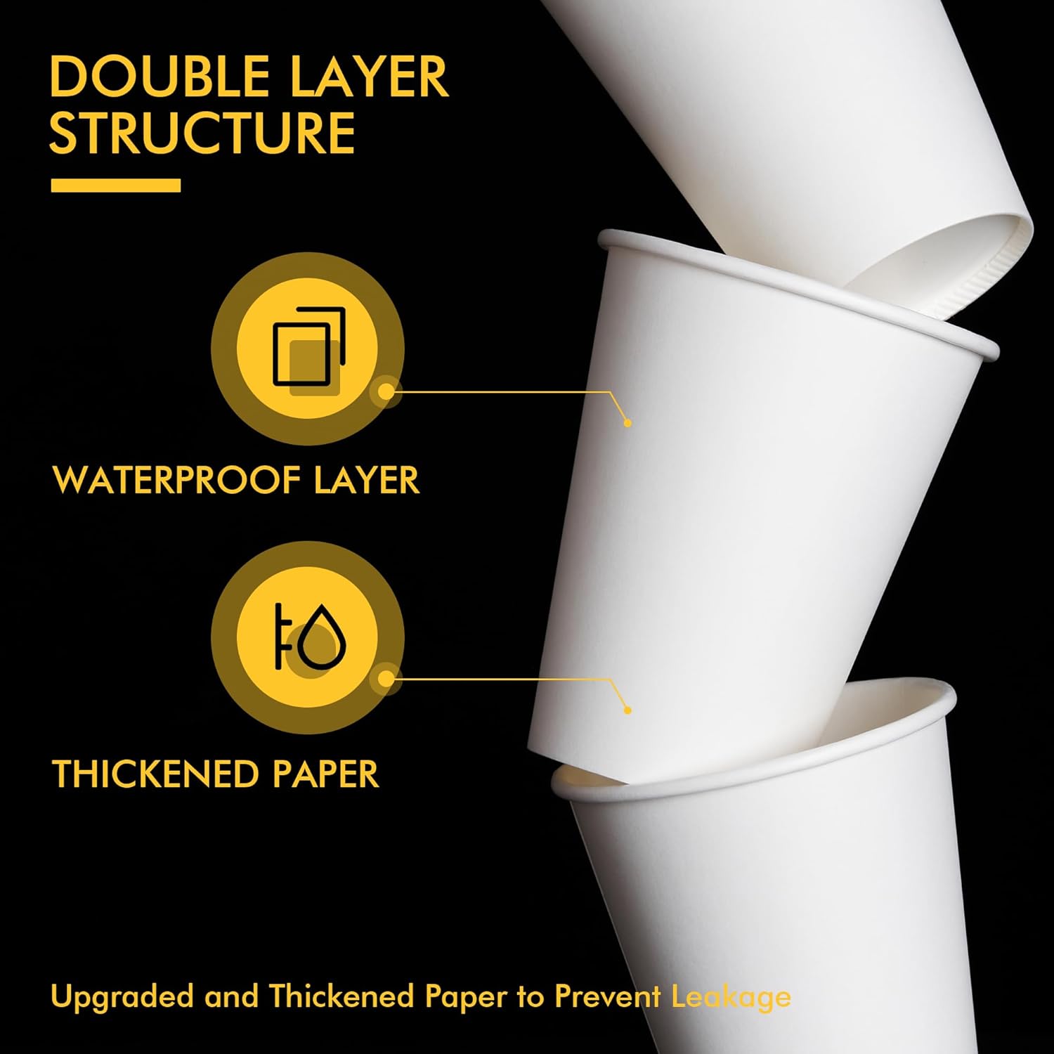 RACETOP 8 oz Disposable Coffee Cups [500 pack], Hot Coffee Cups 8 oz, Ideal for Office, Home, Party(500 pack) - Image 3