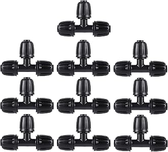1/2 inch Irrigation Fittings Tee Connectors For (1/2" ID x0.6-0.63" OD) 16mm Drip Tubing Barbed Connectors-10 Pcs/pack