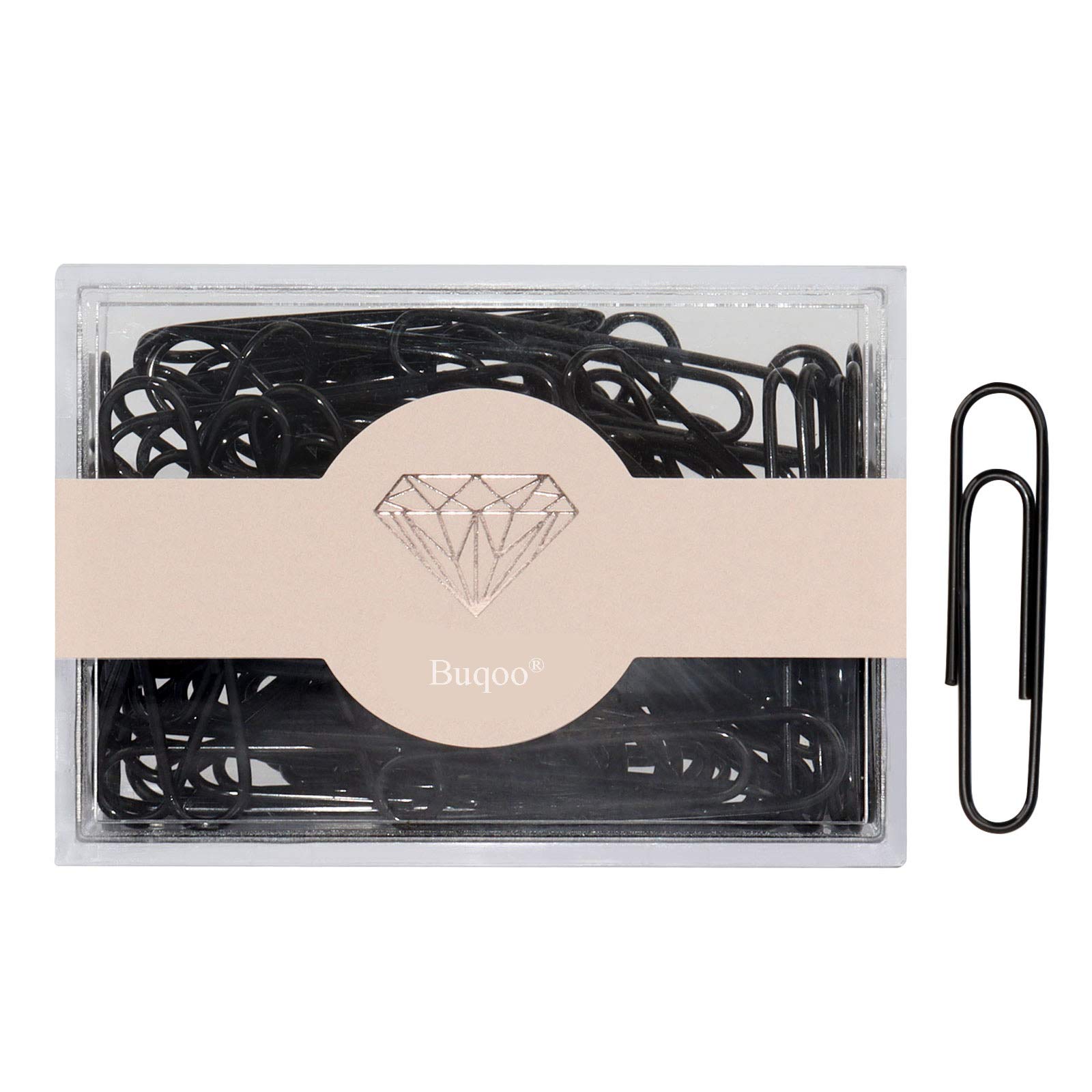 Buqoo Acrylic Jumbo Paper Clips (Black,70 Pieces)