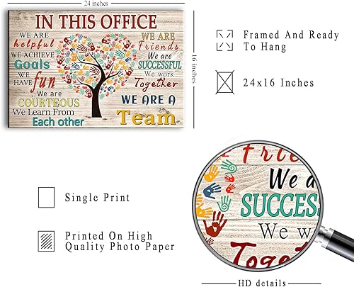 Miniatura 2 de WHAOMIOT In This Office We Are A Team - Póster inspirador para pared, diseño positivo y moderno, póster impreso de 24 x 16 pulgadas, marco listo