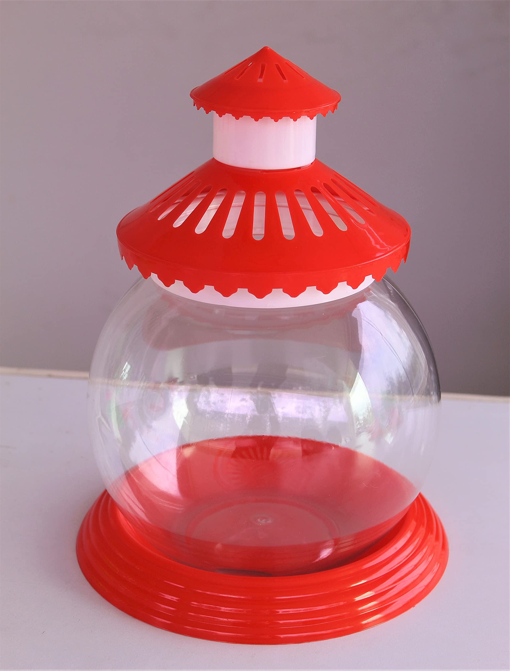 Aquarium Bowl for Fish | Home | Office |Easy to Handle | Long Lasting | UN BREAKABLE |Rust Resistant | Plastic |not Glass| (4 LTR, RED)