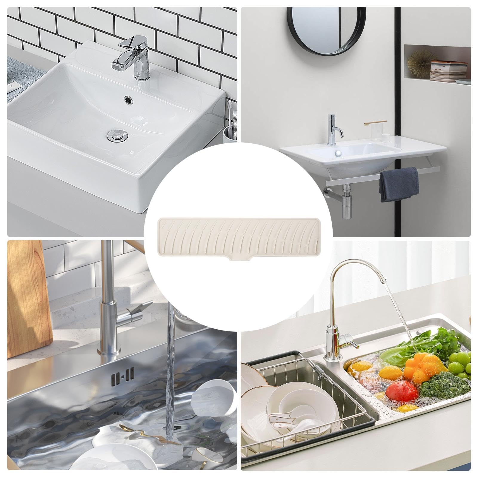 Tapis De Robinet En Silicone - Protège-éclaboussures Réglable Pour évier - Gris 76 Cm - Cuisine Ou Salle De Bain