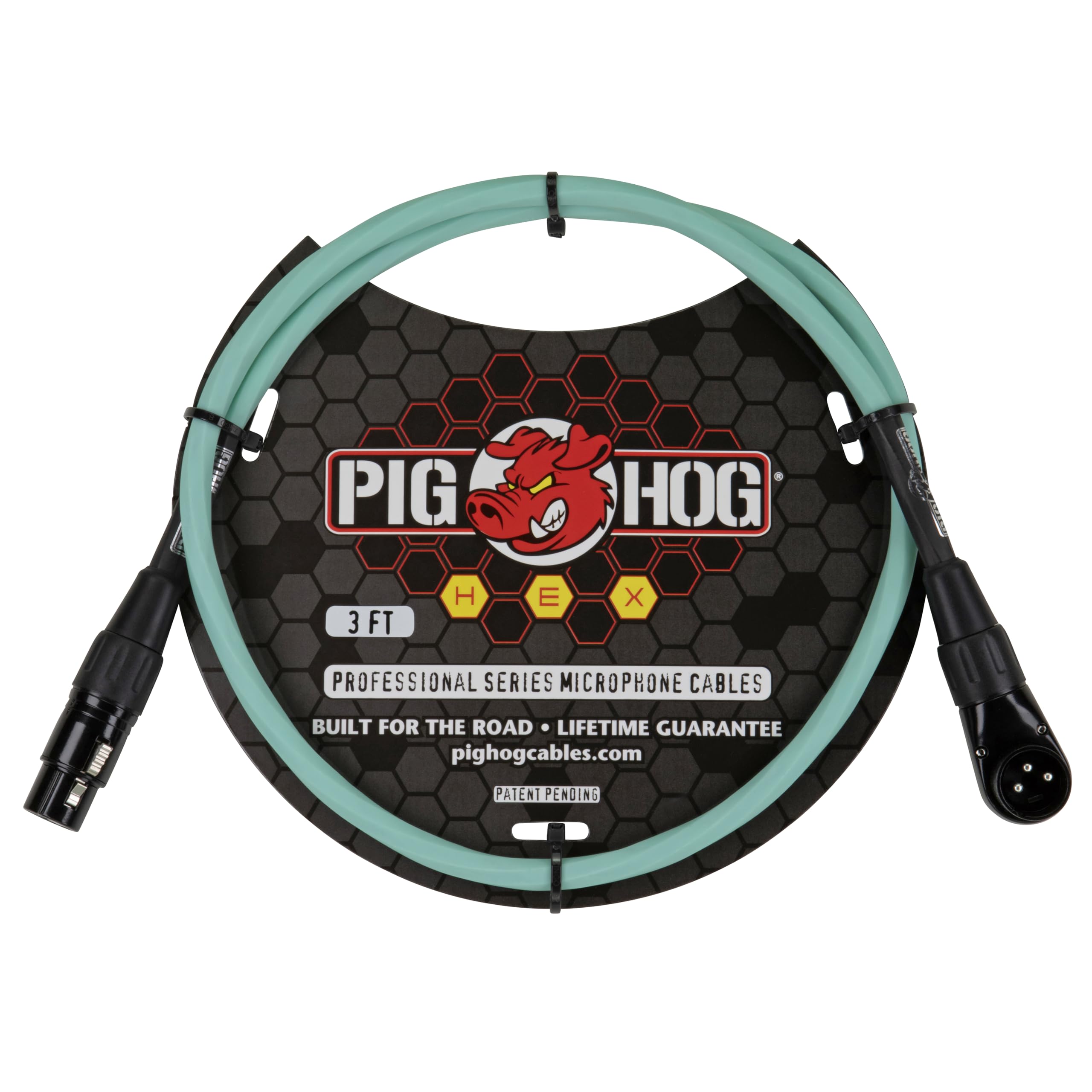 Câble de micro à angle droit Pig Hog PHMH3SGR vert écume de mer 0,9 m