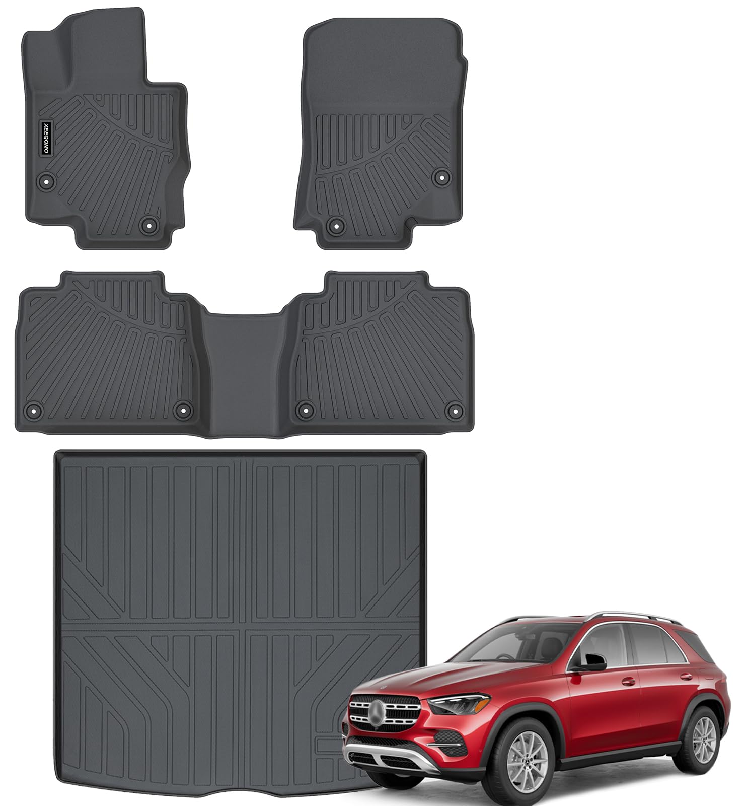 Floor Mats for 2020-2024 Mercedes Benz GLE/GLE350/GLE450/GLE508 with Cargo Liner All Weather TPE Protection Floor Liners Full Set with Trunk Mat for 2020-2024 Mercedes Benz GLE Accessories