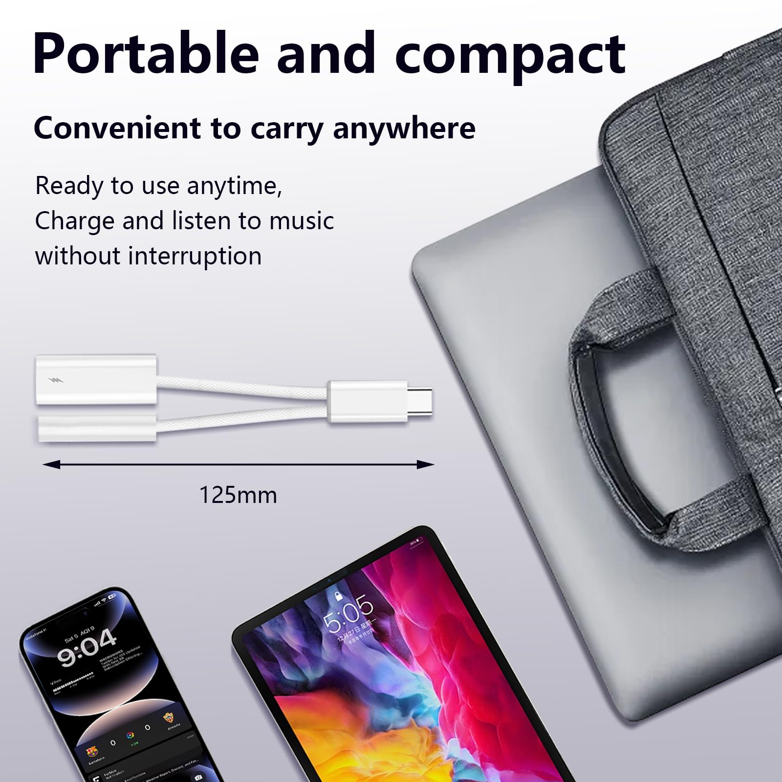 USB C auf 3,5 mm Kopfhörer- und Ladeadapter, 2-in-1 USB Typ C auf AUX-Klinken-Dongle-Kabel mit PD 60 W Schnellladung für iPhone 15, 16, 17 Pro Max Air, Galaxy S23, S24, S25 Ultra, Note 20, iPad Pro (1