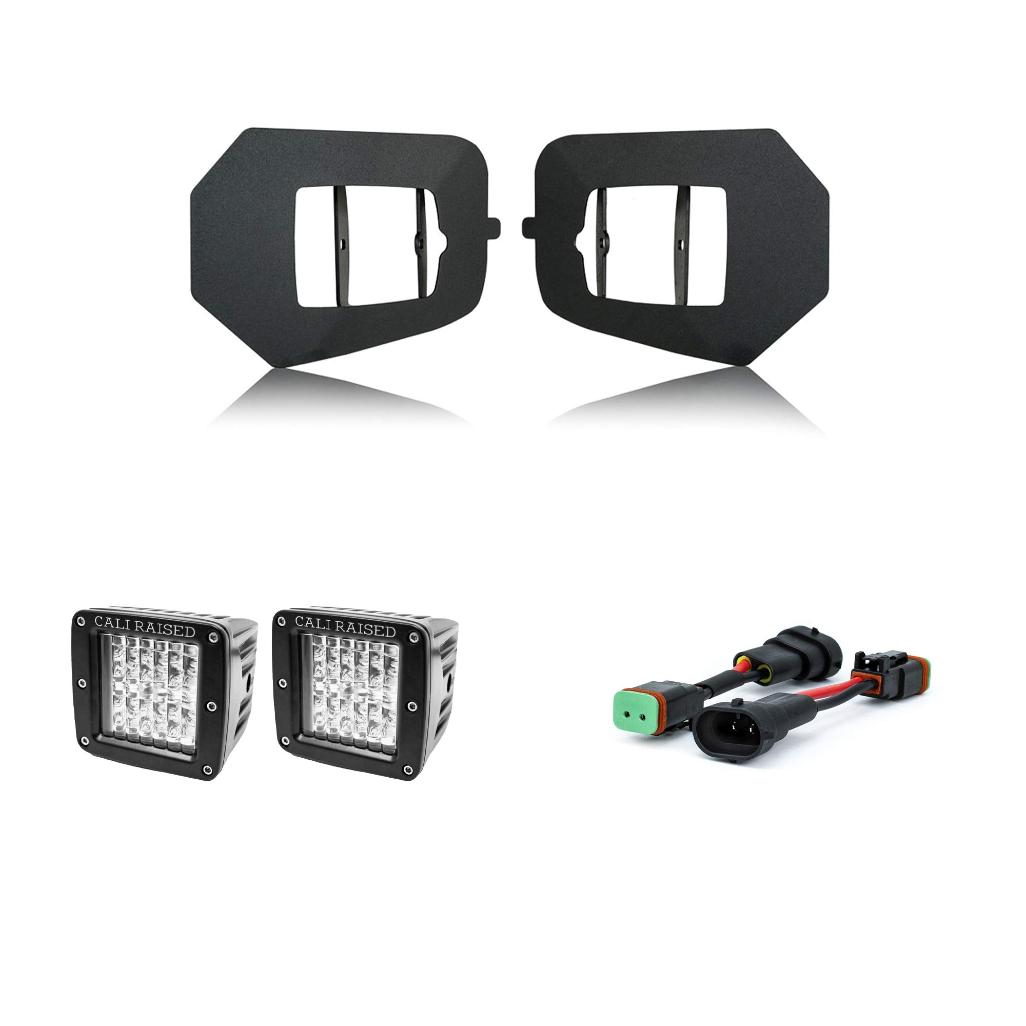 Cali Raised LEDFog Light Pod Replacements Brackets Kit For 2016-2023 Tacoma (Brackets with 3x2 18W LED Pods (White) and H11 OEM Adaptors)