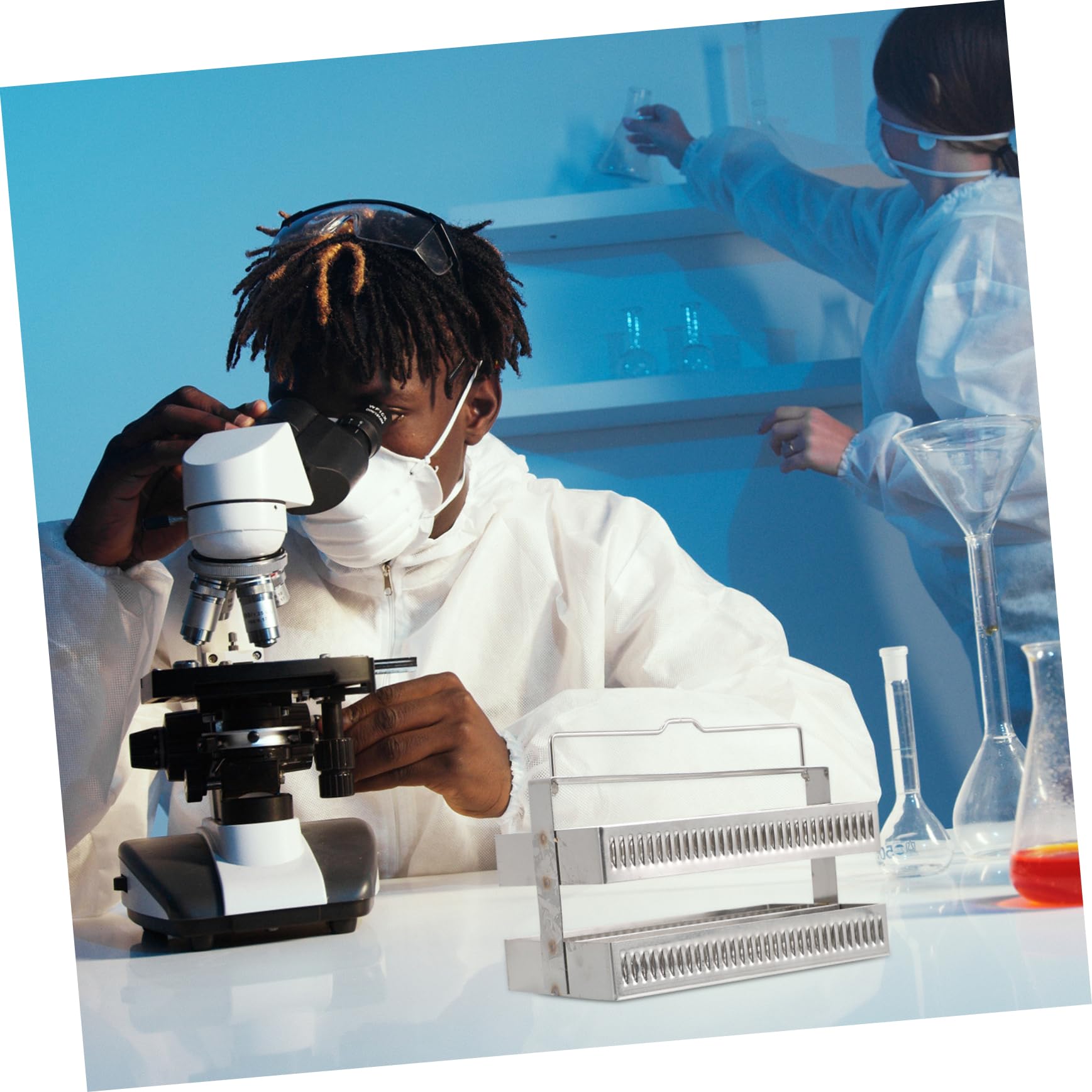 Mikinona Supporto Per Vetrini Da Microscopio 2 Pezzi 60 Posizioni in Acciaio Inossidabile Per Vetrini Per Colorazione Accessorio Per Biologia