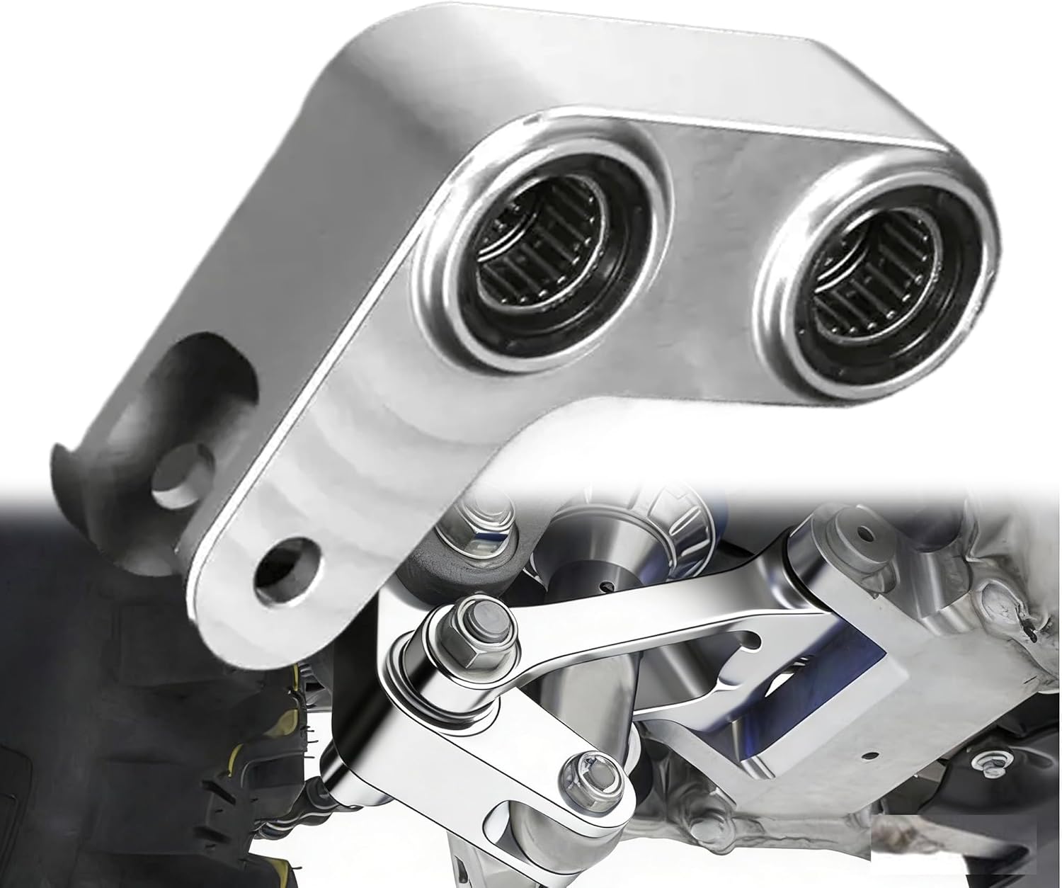 YZ125/YZ250/WR250/WR450 Lowering Link Kit 1.5" 40mm Rear Drop Link Compatible With YZ125 YZ250 YZ250X YZ125X YZ250F YZ450F WR250F WR450F CNC Dirt Bike Rear Suspension Linkage Arm Accessories (Silver)