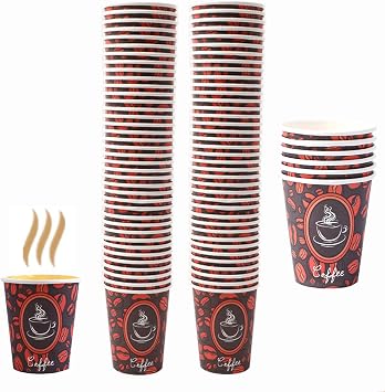 100 Pack Quality Disposable Paper Hot Coffee Cups, Perfect For Hot Drinks Tea & Coffee, Coffee Shops And Bars 10 oz