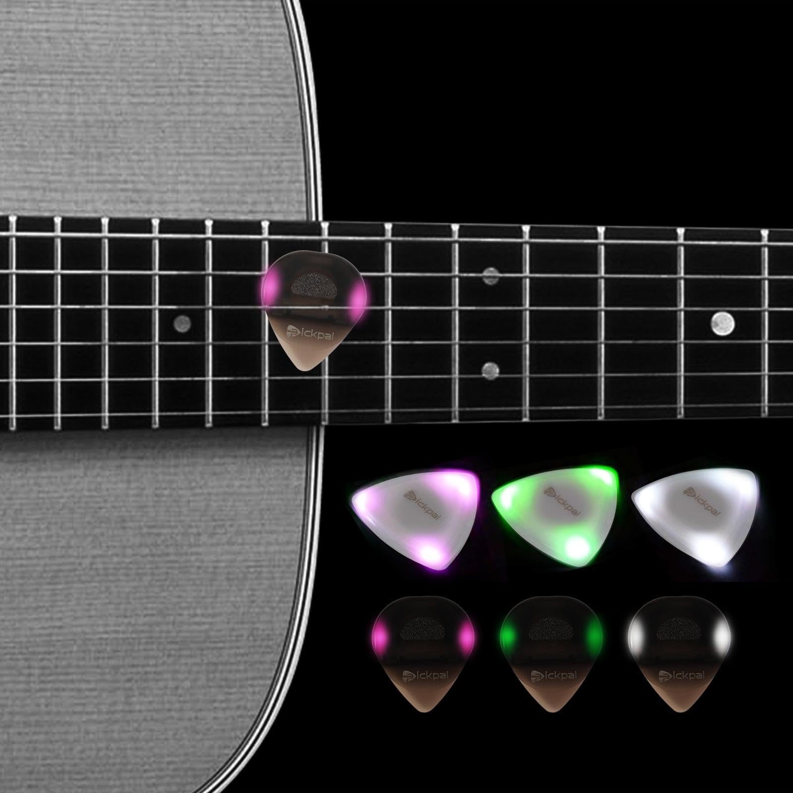 MagiDeal 6x Púas de Guitarra Iluminadas Coloridas Púas Compactas Iluminadas para Guitarra para