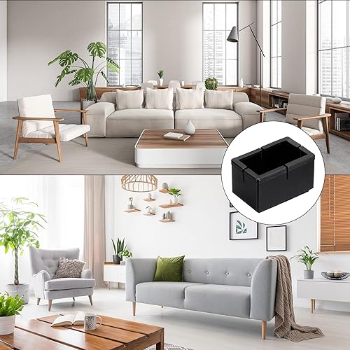 Miniatura 6 de uxcell Protectores de suelo para patas de silla, 16 piezas rectangulares de PVC y fieltro para patas de silla para suelos de madera dura (negro,