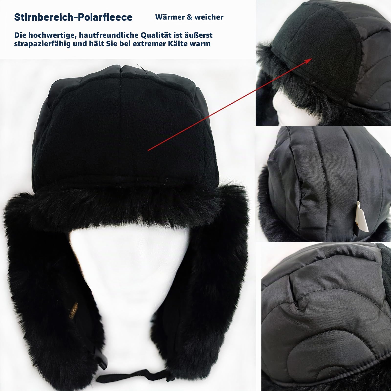 HEYANN Uschanka Trapper Russische Hütte Kunstpelz Cap Earflap Winter Bomber Hut Wintermütze Unisex Fliegermütze Fellmütze Erwachsenen für Herren