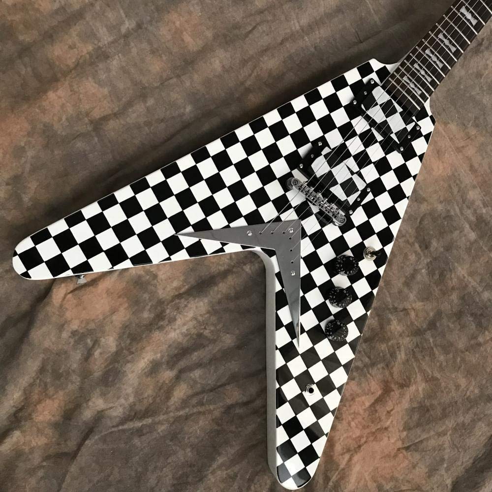 Amazon | エレキギターの黒と白のv形ギター弦音響鋼鉄弦のギター