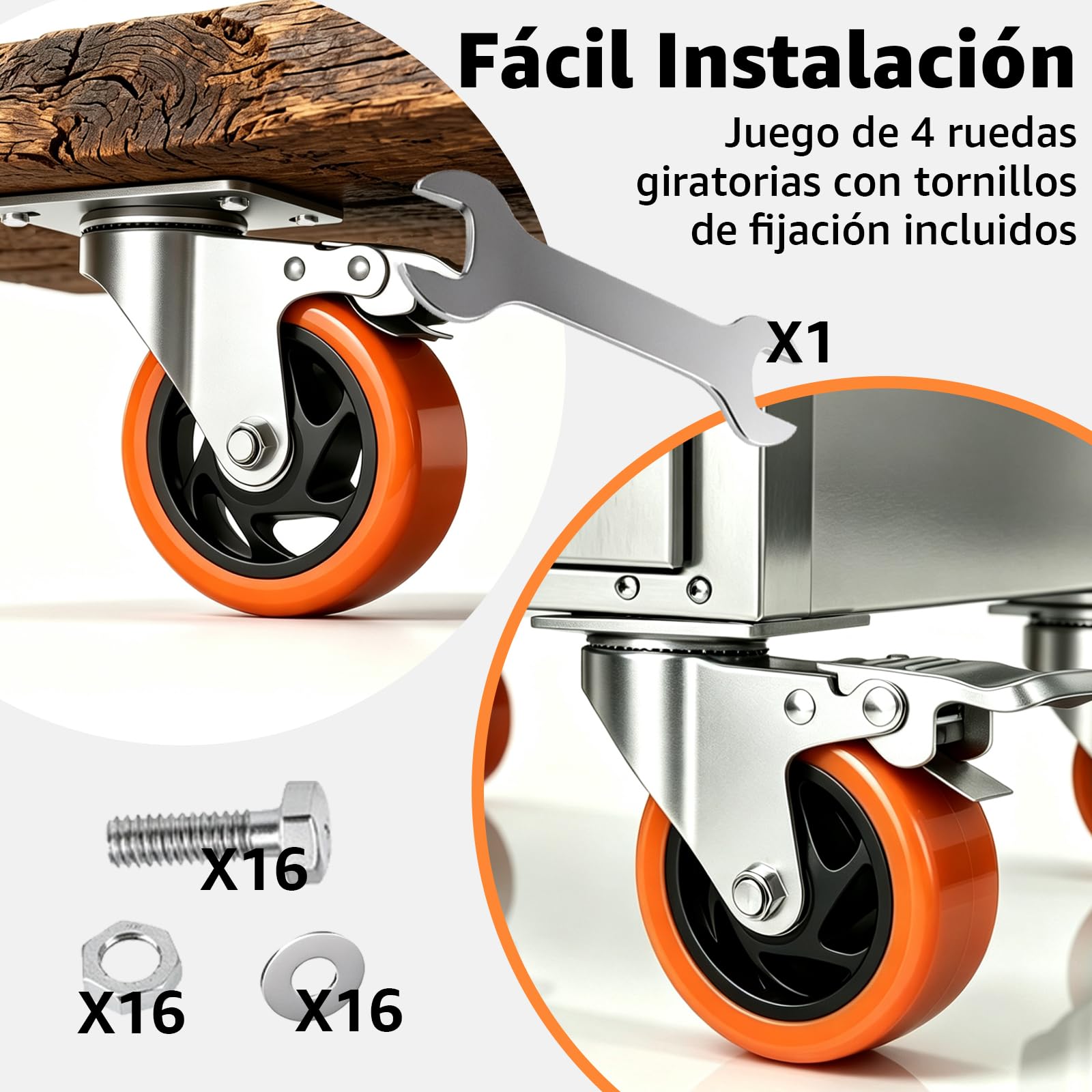 Firlarm Volantes con Freno, 4 Pulgadas Ruedas de Baja con Mecanismo de Bloqueo (4-Pack) (4, 100)