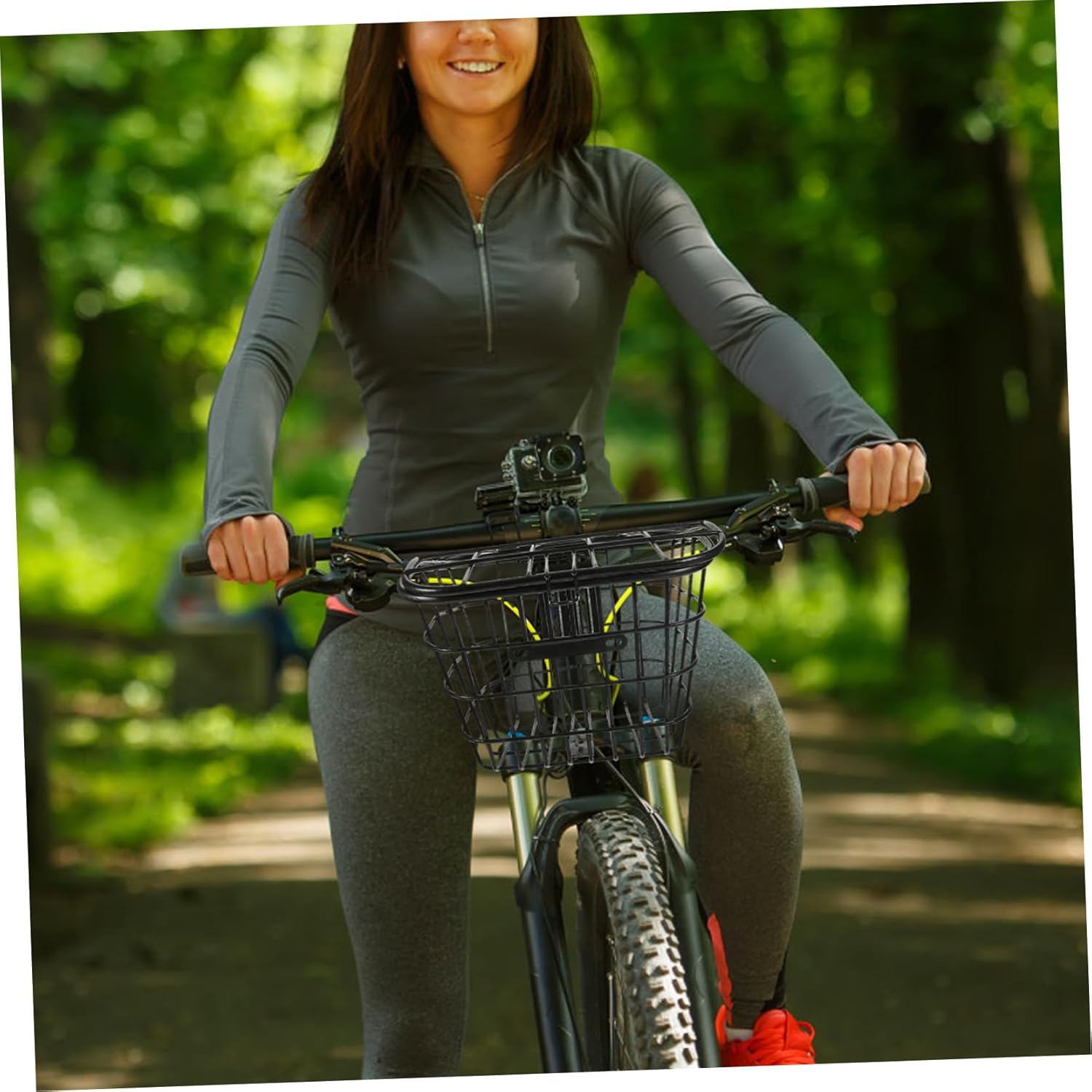 Bike Front Storage Basket Metal Bike Basket Metal Bicycle 1pc Front Storage Iron Food with Lid Cycling Mesh Handlebar Bag