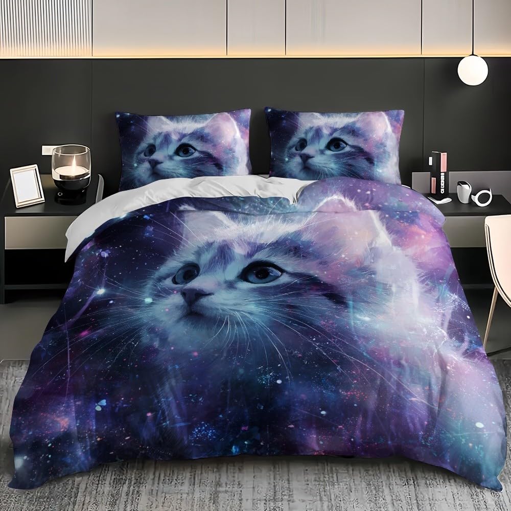 Zestaw poszewek na kołdrę 240x220 cm Fioletowy 3 sztuki, druk 3D