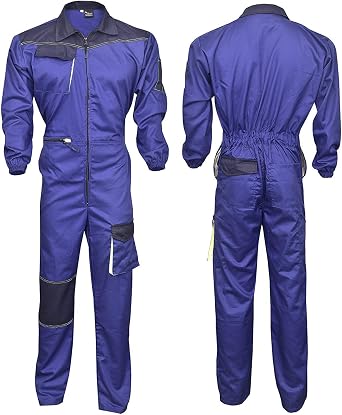 NORMAN Royal Blue Men's Work Wear Overalls Boiler Suit Coveralls Mechanics Boilersuit