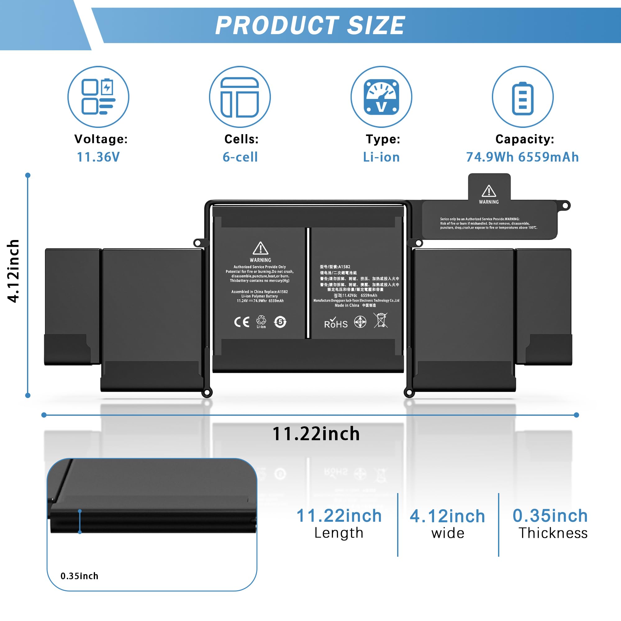 Amazon.com: YUERYE A1502 Battery Replacement A1502 A1582