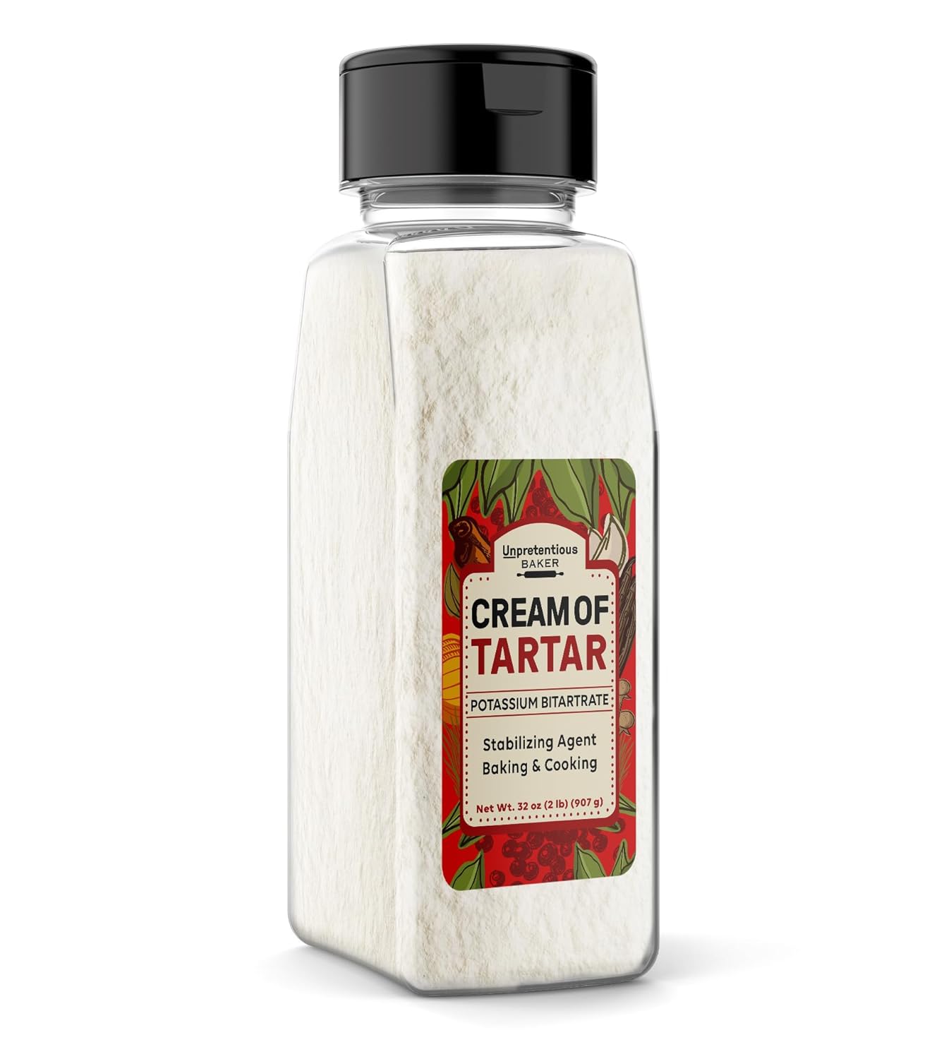 Unpretentious Cream of Tartar, 4 Cups, Non-GMO, Gluten Free, Vegan, Slotted Cap Spice Shaker (32 Ounce)