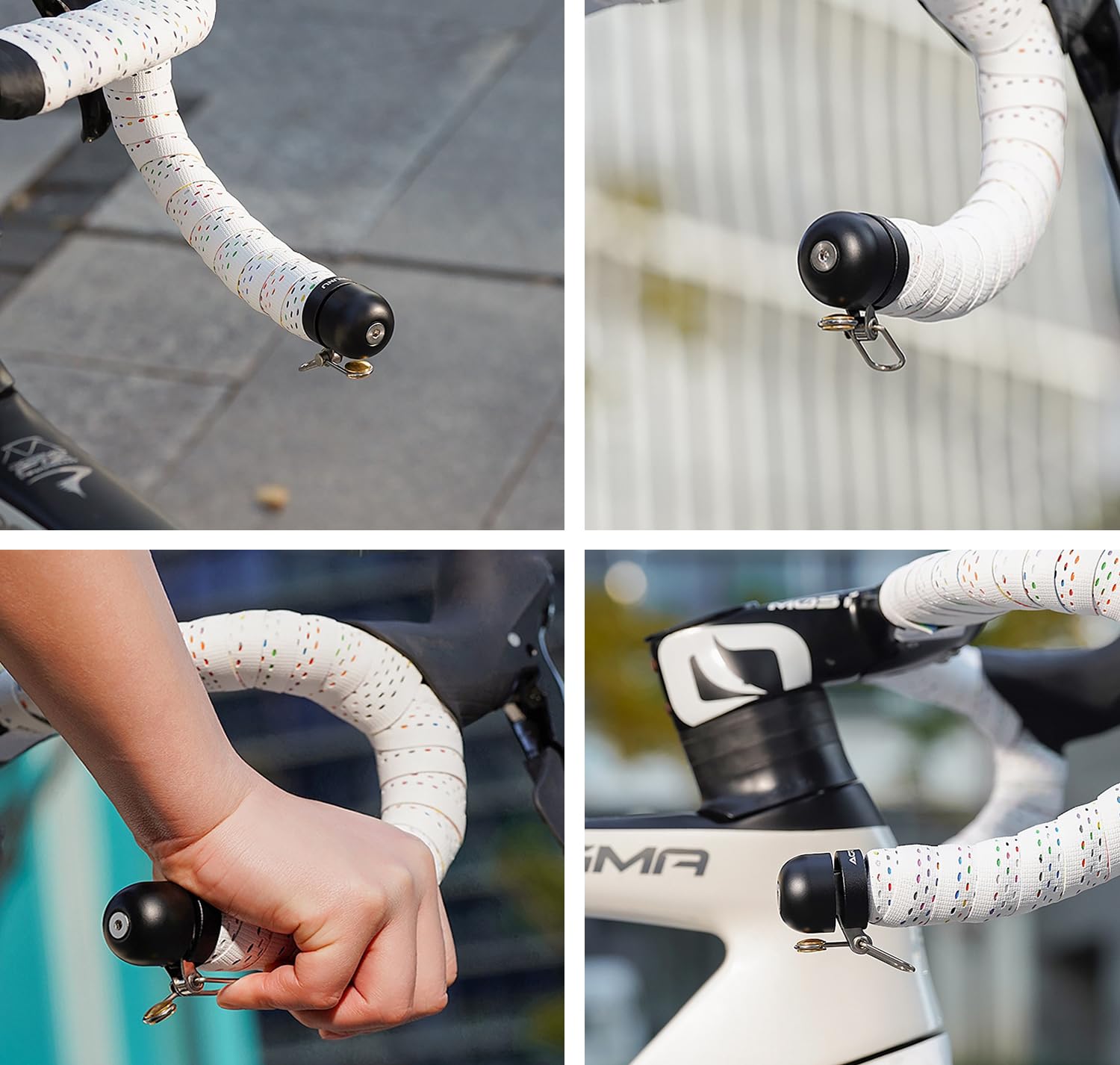 Dzwonek rowerowy, dzwonek do roweru wyścigowego, korek na kierownicę, czysty głośny dźwięk 80 dB, mini dzwonek rowerowy odpowiedni do rowerów wyścigowych z zakrzywioną kierownicą, kierownica do roweru