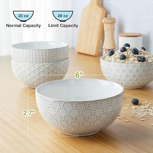 Miniatura 3 de Mfacoy - Juego de 4 cuencos de cereales, cuencos de sopa de 26 onzas, cuencos de cerámica para cocina, ensaladera de porcelana, juego de cuencos