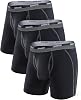 Separatec Mens Boxer Briefs Sports High Elastic Quick Dry Dual Pouch Men's Boxer Shorts Open Fly Boxers Functional Athletic Underwear for Men 3 Pack L