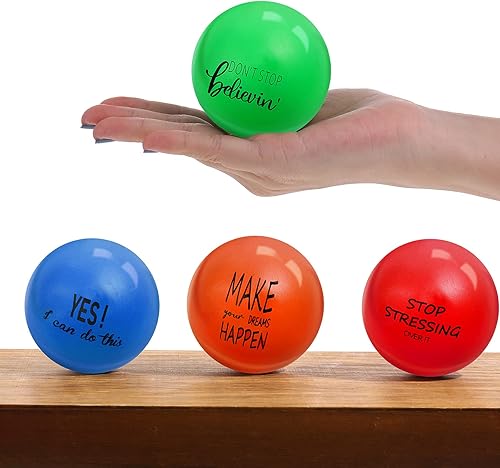 Miniatura 3 de 6 bolas motivacionales para el estrés para niños y adultos, con cita para aliviar la ansiedad, juguetes de ejercicio de mano para estudiantes, para