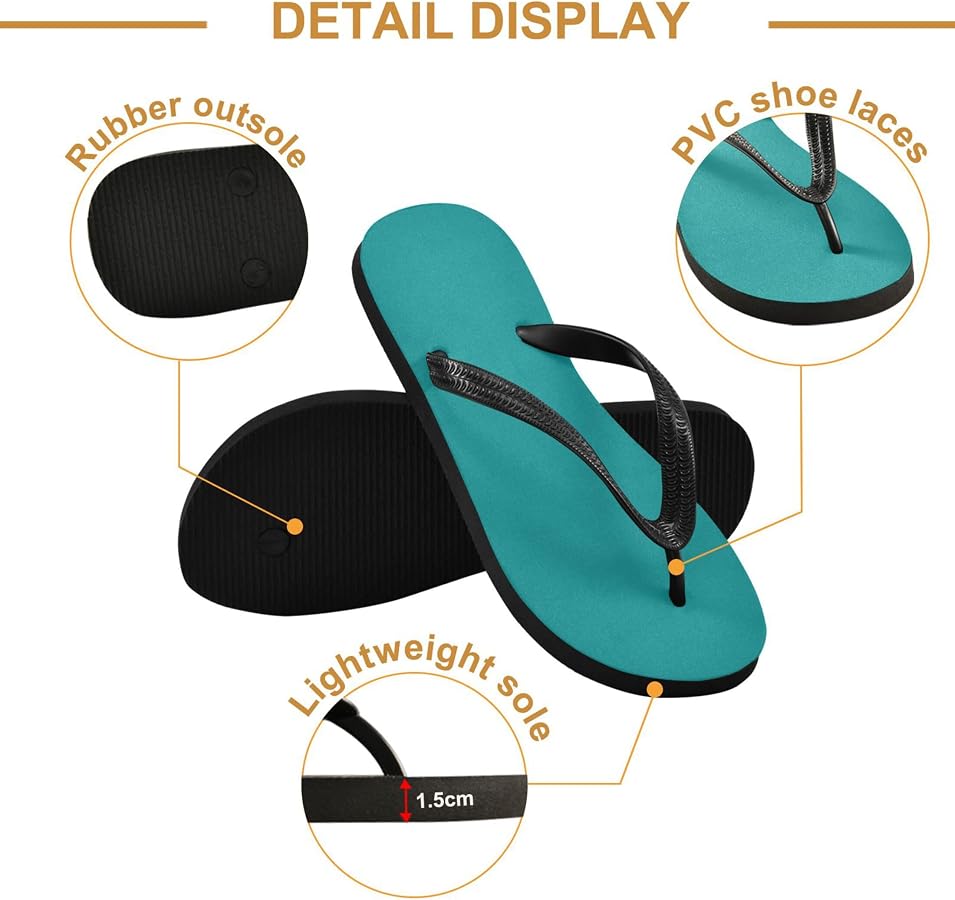 Amazon.com | UMIRIKO Dark Cyan 01 Flip Flops for Women/Men Sandals