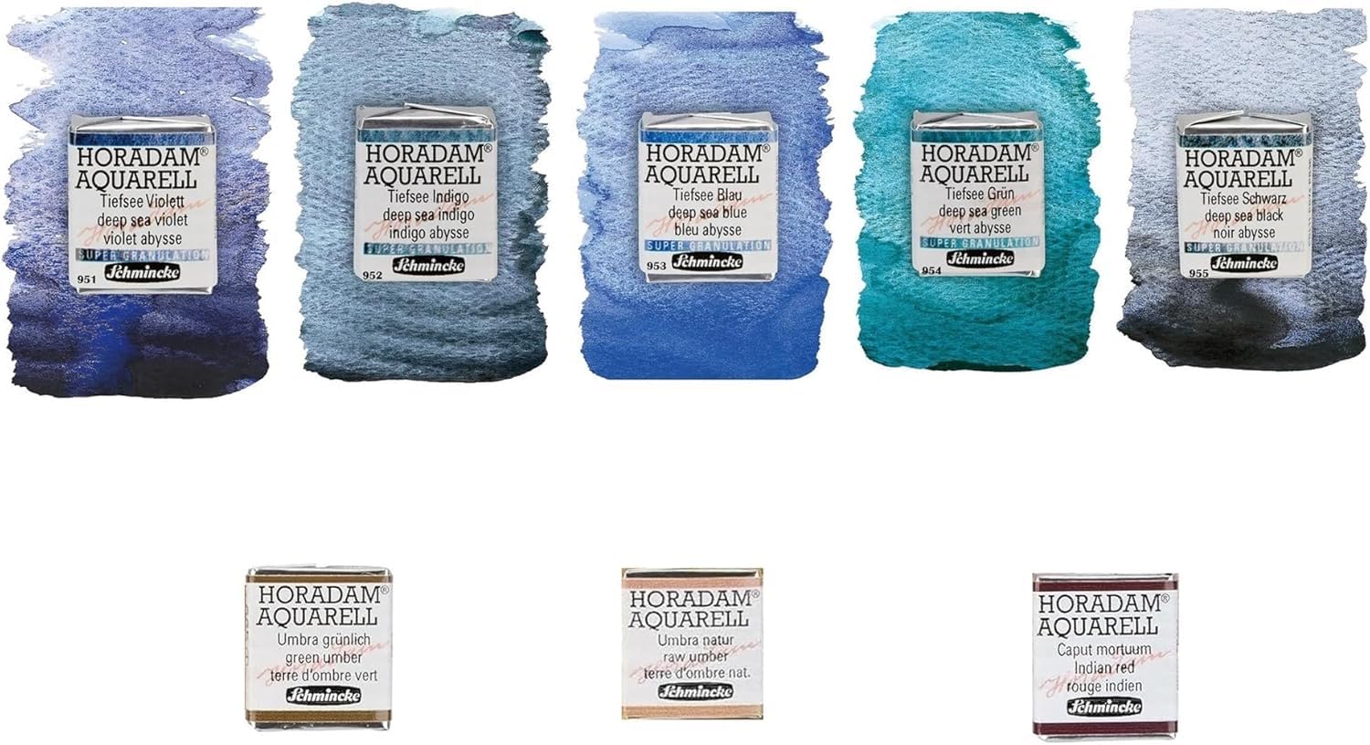 Schmincke HORADAM® AQUARELL, Super Granulation 5 x 1/2 Godets et 3 x 1/2 Godets Granulation