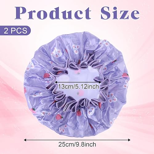 Kids Shower Caps 2-Pack, Waterproof Rabbit Bonnet