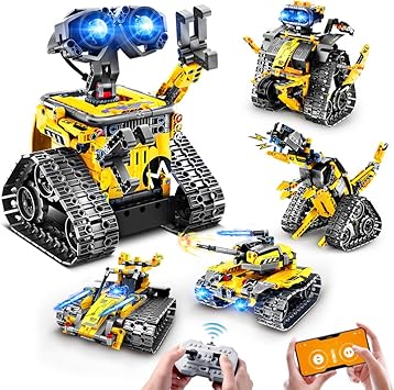 HOGOKIDS Robot Building Toys for Kids - 5 in 1 Remote & APP Controlled Building Set | RC Wall/Engineer Robot/Mech Dinosaur STEM Toys for Boys Girls Age 6 7 8 9 10 11 12+ Year Old (520 Pcs)