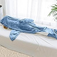 Vista 7 de Shark Blanket Hoodie Onesie for Adults and Kids, Cozy Flannel Shark Sleeping Bag