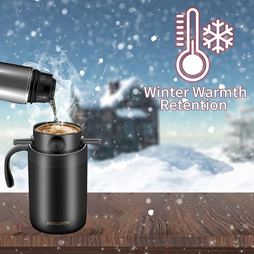 Miniatura 4 de Juego de cafetera para acampar de 16.9 fl oz, cafetera portátil de acero inoxidable 304, 4 piezas, cafetera de camping para exteriores, viajes,