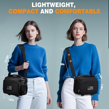 AMOZZ Camera Bag, Camera Sling Bag Removable & Adjustable Lining Case with Tripod Holder & Rain Cover Small Camera Bag DSLR/SLR/Mirrorless for Canon/Nikon/Sony/Fuji (Black)
