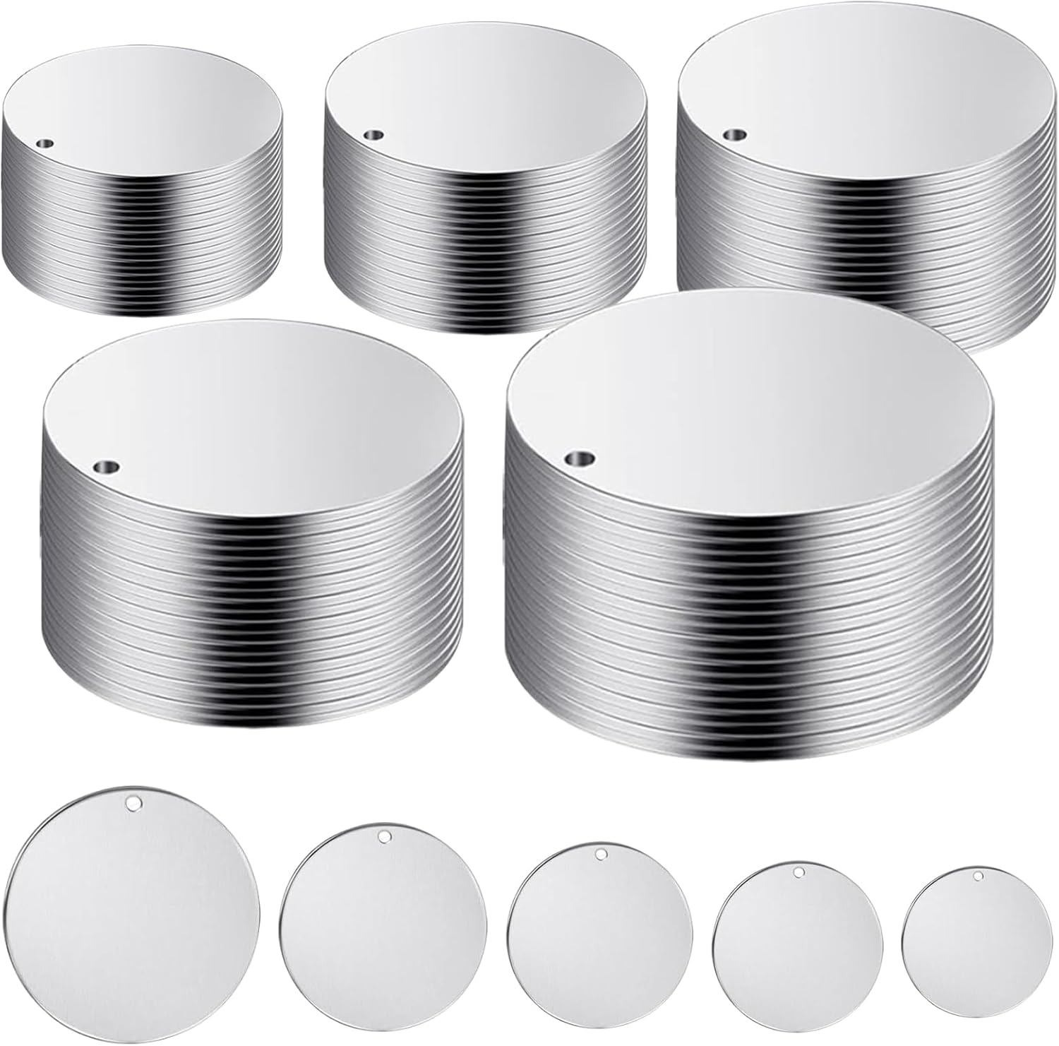 100 Pcs/Set Engraving Blanks with Hole 10/15 / 20/25 / 30mm