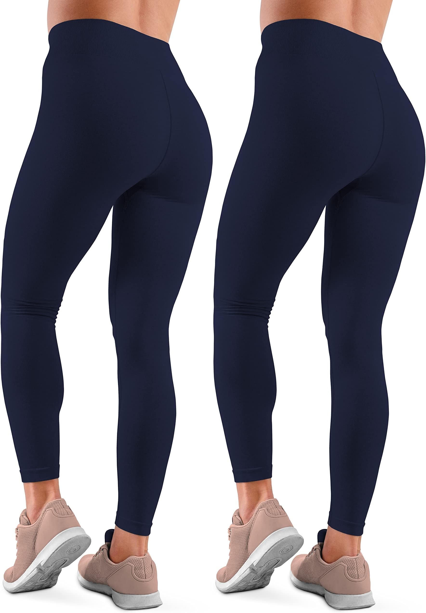 Love My FashionsPack of 2 Women's Fleece Seamless High Waisted Leggings for Workout, Running, Tummy Control Buttery Soft Gym Yoga Stretchy Thick Pants