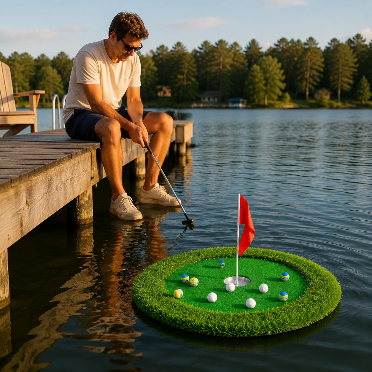 Golf Trainingsmatte Putting Matte Abschlagmatte Übungsmatte mit Realitätsnaher Unter Den Füßen Widerstandsfähiger Schaum für Wiederholte Schwünge Und, Oval 50 * 60cm