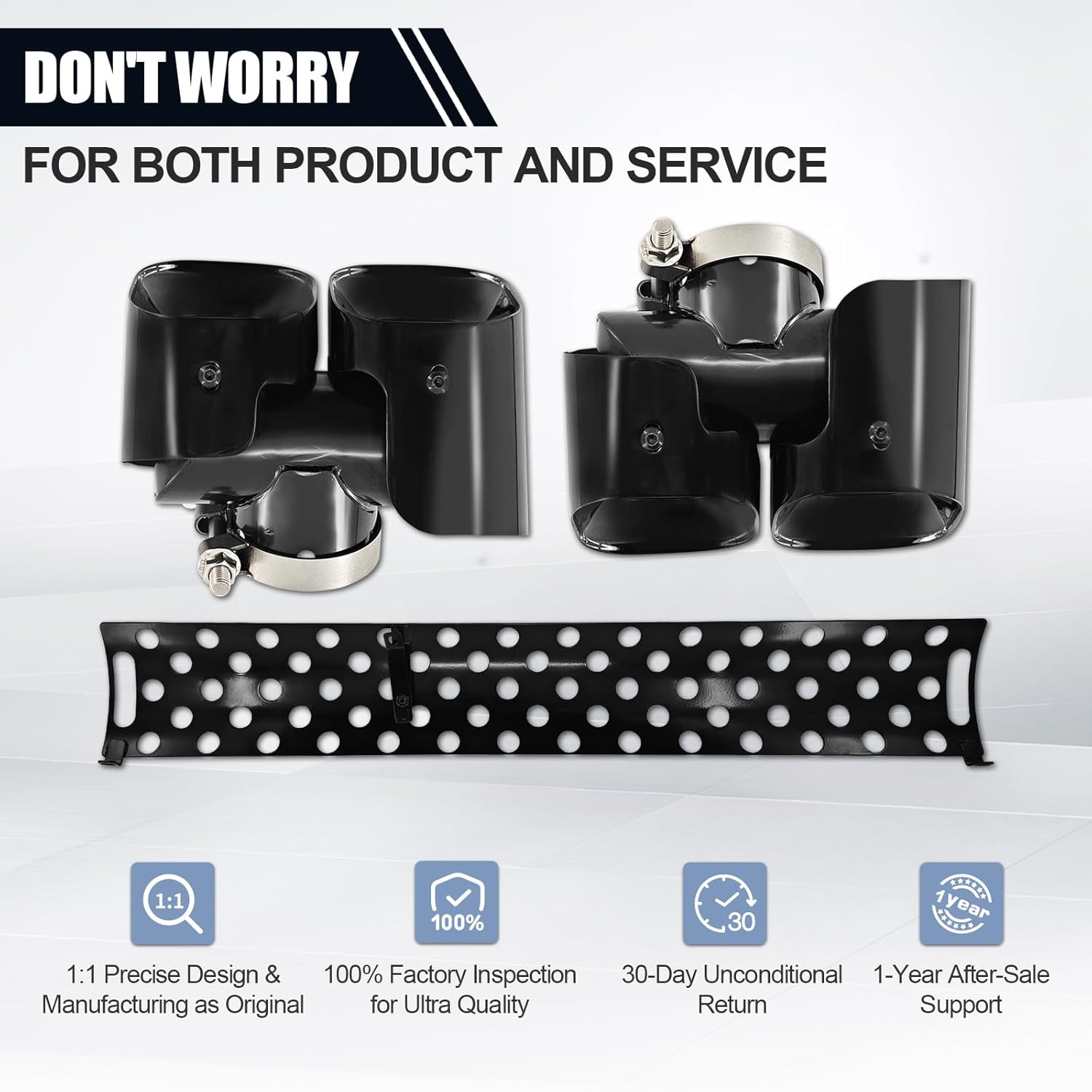 Exhaust Pipe Trim Kit, Exhause Tip Extension Throat and Tail Pipe Decoration Guard Board, New for 2020-2025 Land Rover Defender 90 110 130 3.0L, Decorative Exterior Accessories, Stainless Steel