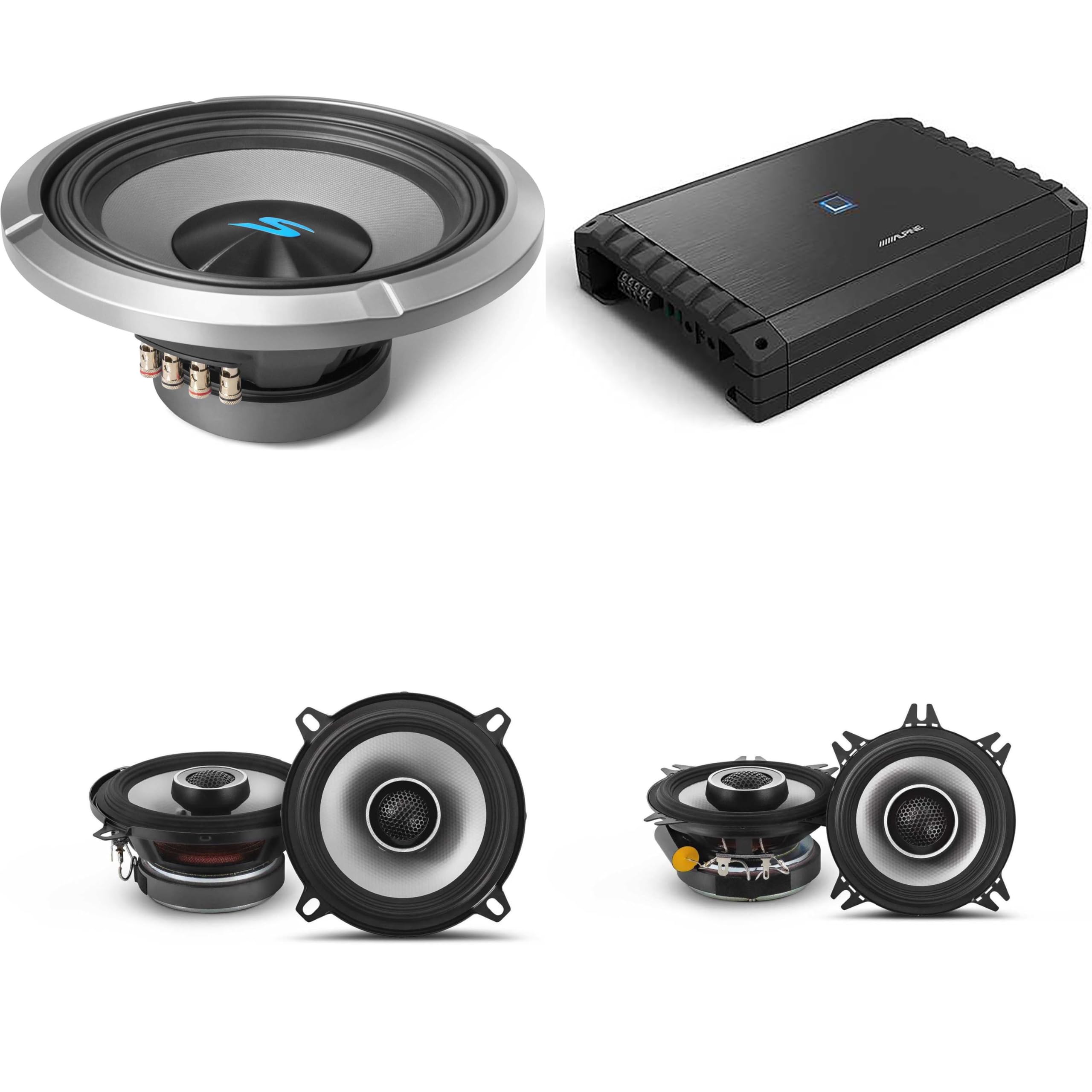 Alpine S2-A55V S-Series Class-D 5-Channel Amplifier, Hi-Res Certified, 40W x 4 + 200W x 1 @ 4 ?, 60W x 4 +300W x 1 @ 2 ? w/ S2-S40, S2-S50 & S2-W12D4 12