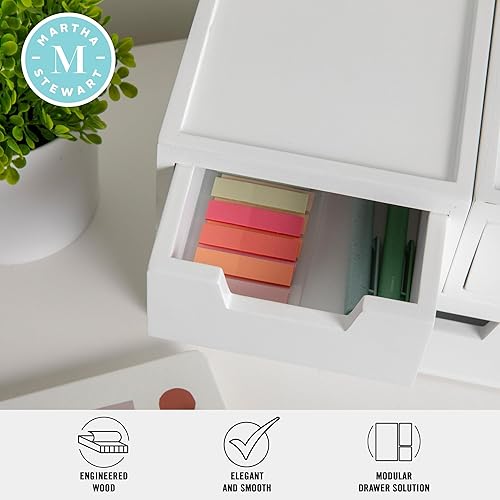 Miniatura 6 de Martha Stewart Weston - Cajas de almacenamiento apilables de madera con cajones extraíbles, organizadores de almacenamiento de madera de ingeniería,