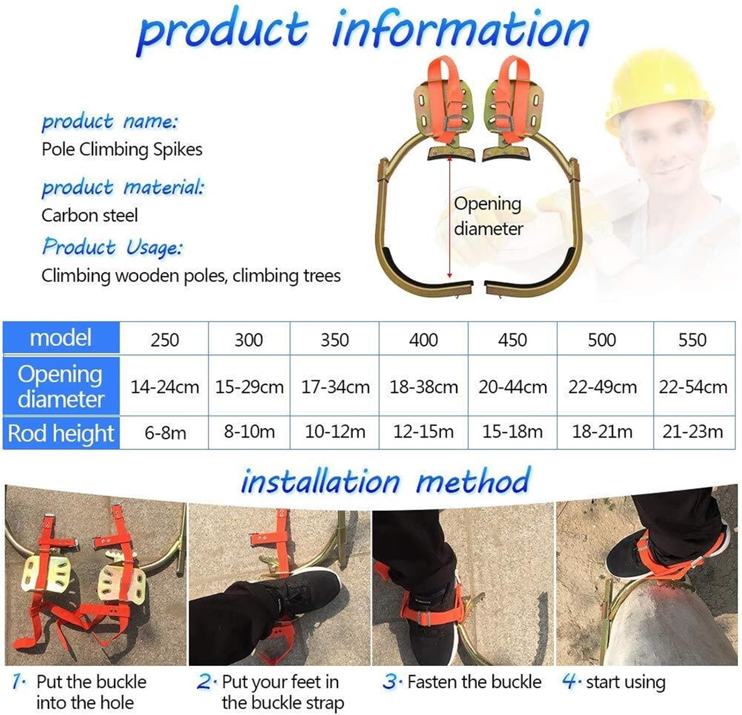 Tree Climbing Gear with Safety Seat Belt - Easy-to-Use Stainless Steel Climbing Spikes for Tree Work - Durable 450 Model Climbing Tools for Arborists and Outdoor Enthusi