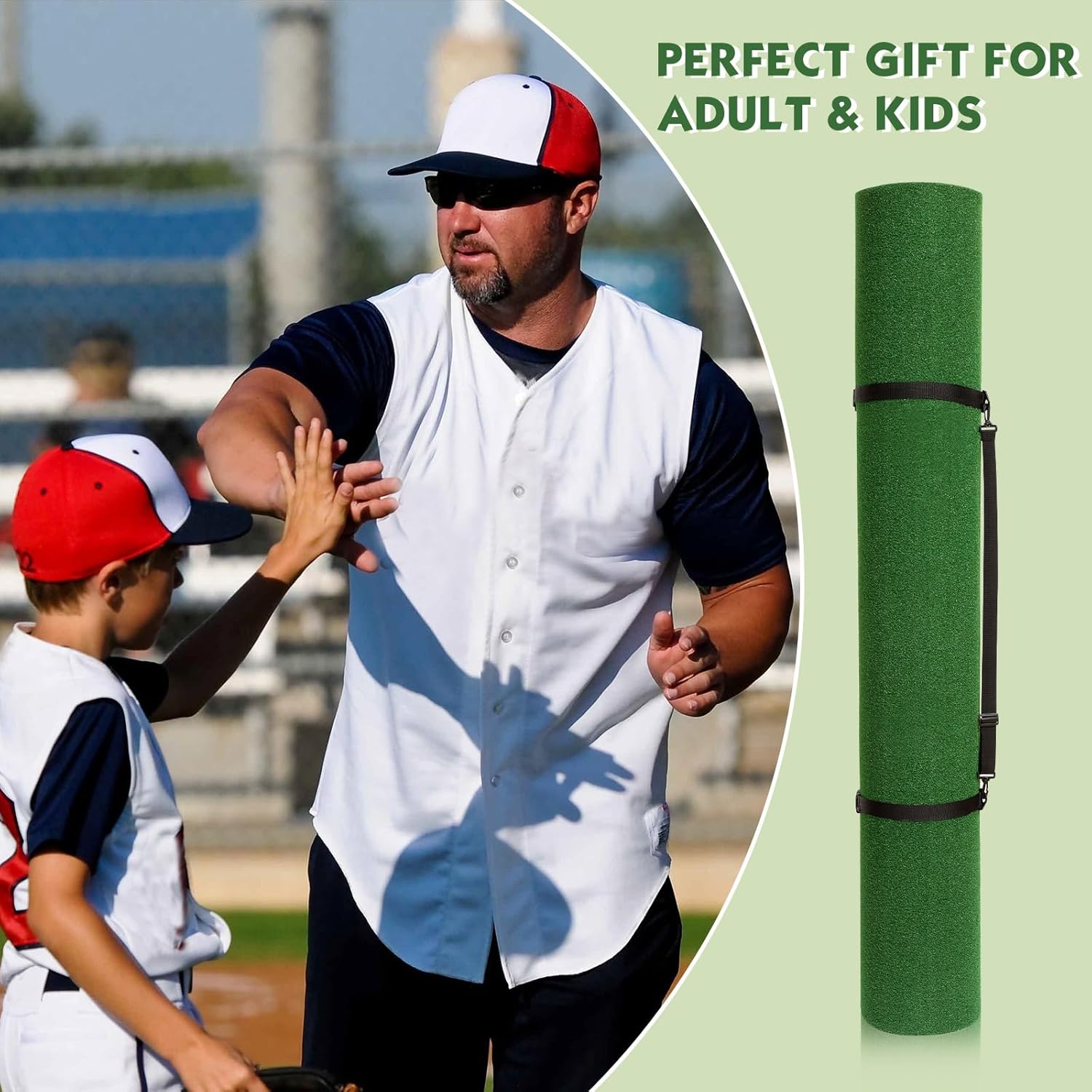 Leyndo Baseball Batting Mat Softball Pitching Mat 5mm Turf Inlaid Home Plate Anti Slip Backing Mat for Baseball Batting Cage Sports Training Backyard Indoor Outdoor