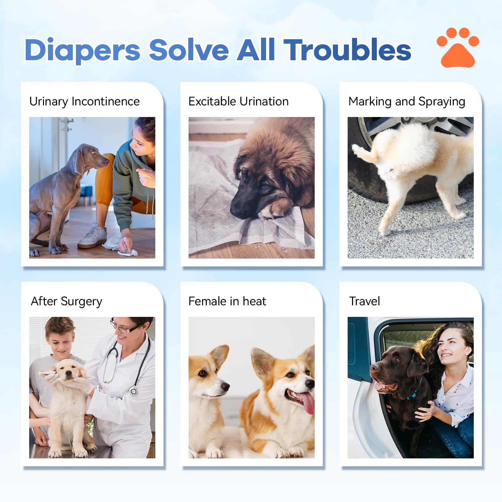 Pañales desechables para perros, pañales absorbentes y suaves para perritos, para perras, con pañales ajustables para cachorros en el período de celo, micción excitable (S 10)