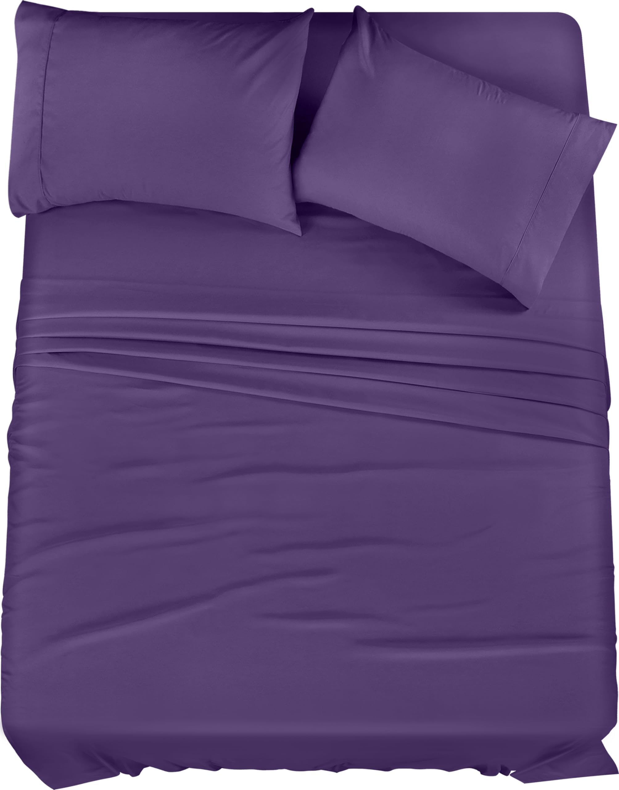 Utopia Bedding Full Sheet Set – 4 Piece Bed Sheets for Full Size Bed, Soft and Breathable Microfiber, Includes 1 Fitted Sheet, 1 Flat Sheet and 2 Pillowcases (Egg Plant)