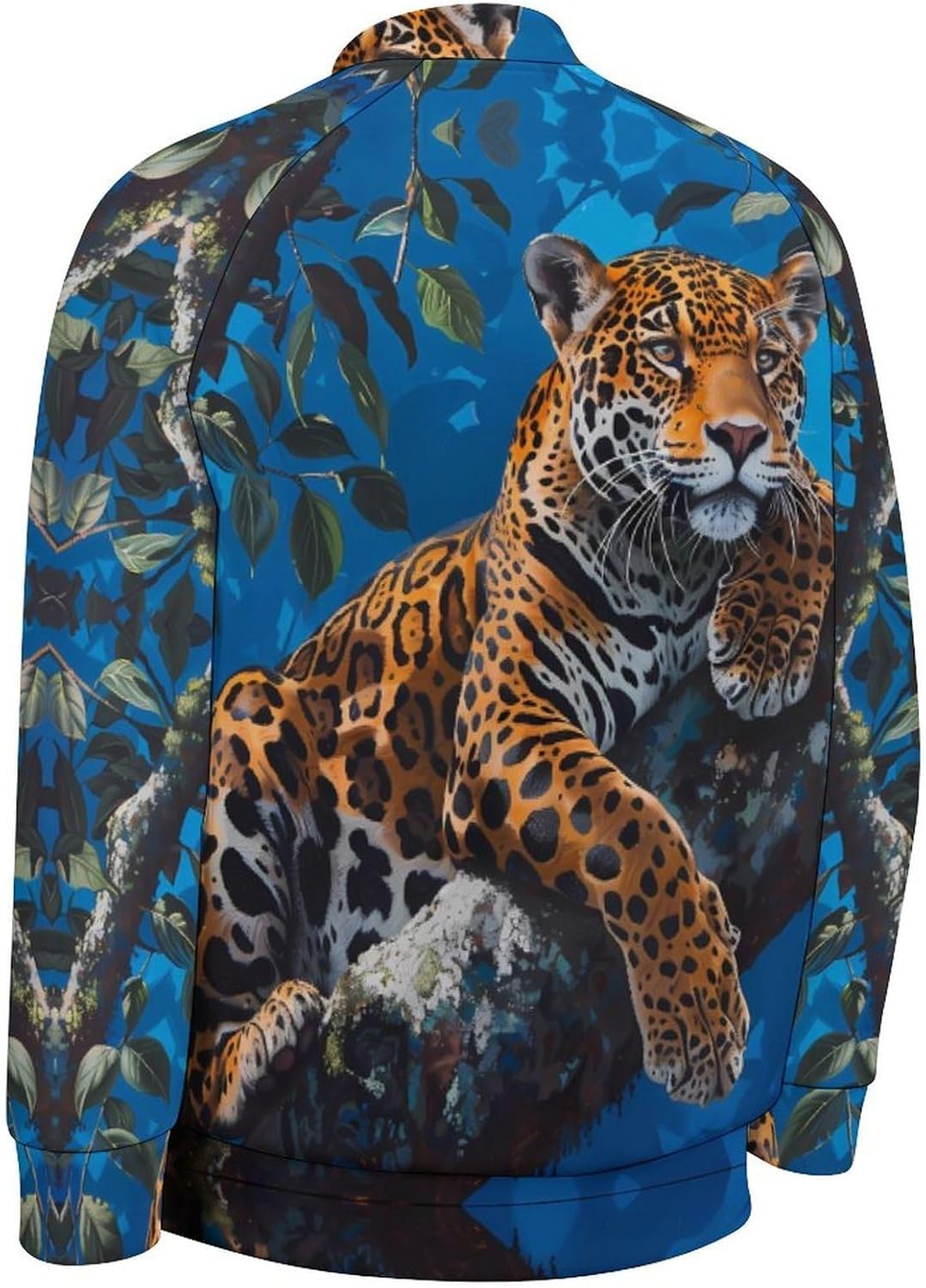 Leopard on Tree Novelty Men's Baseball Jackets Causal Sweatshirt Button Top Long Sleeve Coat
