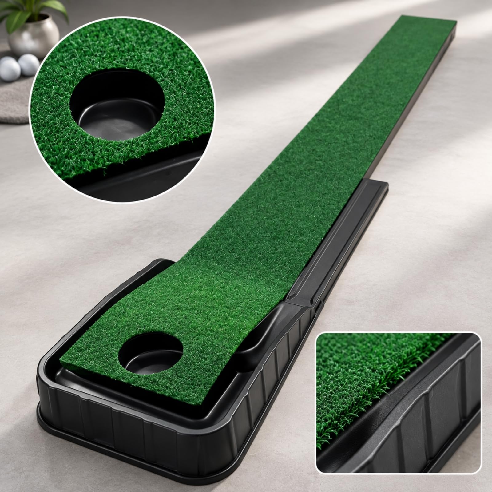 rockible Allenatore di Putting Indoor con perficie in Sintetica in Plastica Praticatore di Putting con Guide Laterali Rialzate Leggero per Ufficio